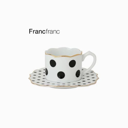 [FRANCFRANC] 프랑프랑 아도무 컵&amp;받침 세트 도트
